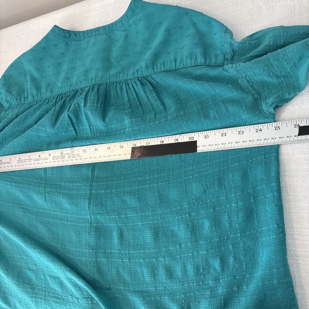 Pilcro Anthropologie Long Sleeve Button Up Blouse Sm Teal Swiss Dot Indie Boho - Picture 13 of 16